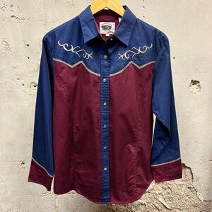 Cumberland Outfitters Equestrian Rodeo Colorblock Button Down Shirt XL Western